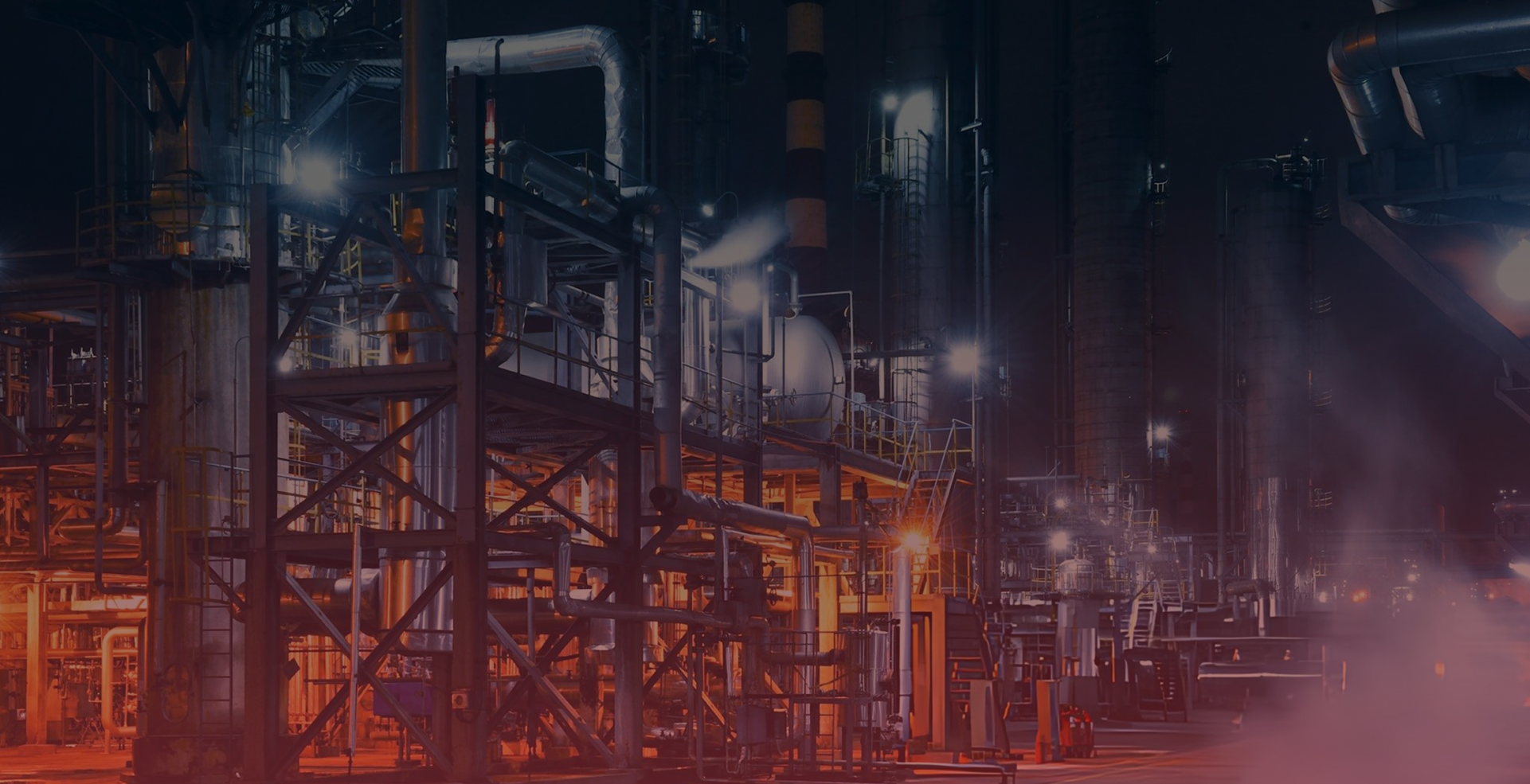Night view of an industrial gas refinery